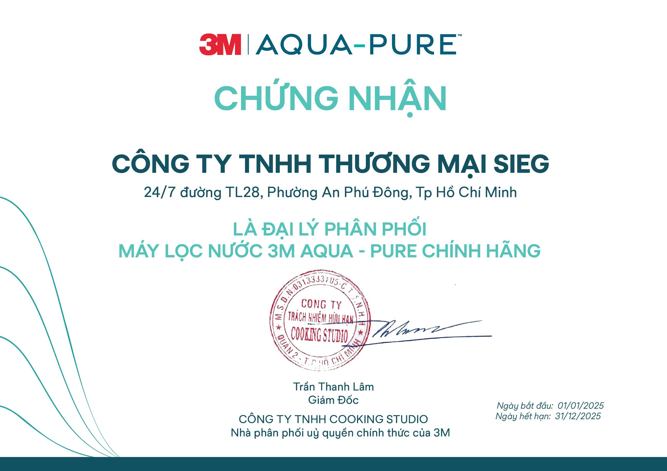 Giấy chứng nhận đại lý chính hãng 3M
